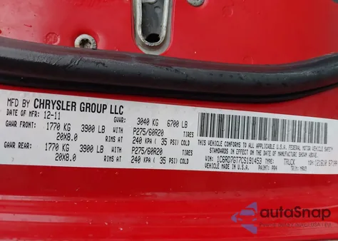 2012 Ram 1500 Slt from USA, damaged, VIN 1C6RD7GT7CS191453